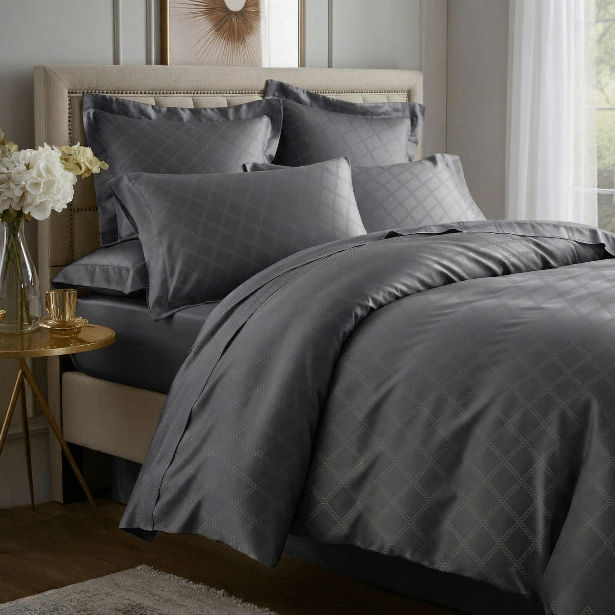 Verdura Baumwolle Jacquard Granit Set
