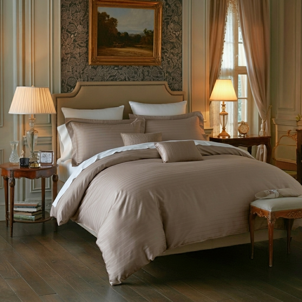 Pinstripes Baumwolle Jacquard Eucalyptus Set